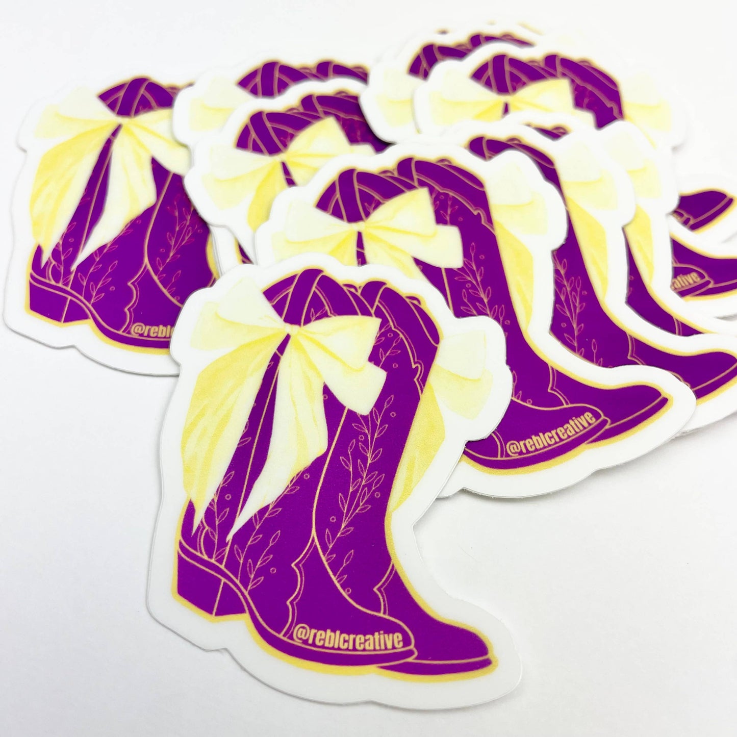 GAME DAY STICKER - Bows and Boots - Purple/Yellow