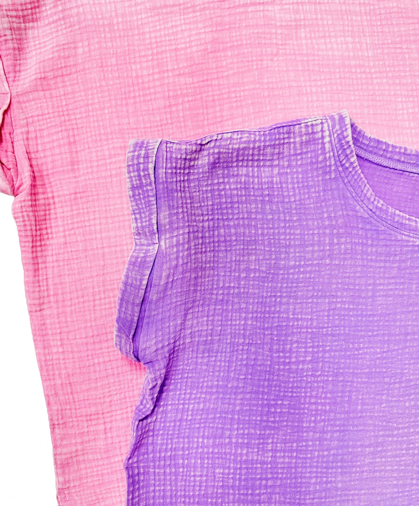 Too Good Gauze Acid Washed SS Top Pink