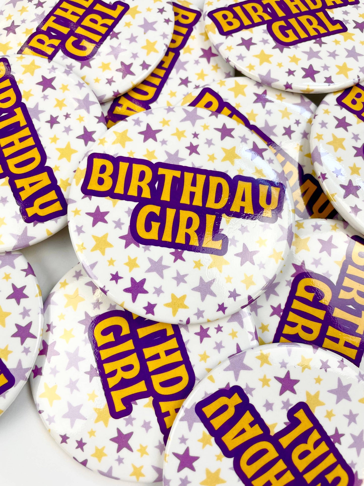 Birthday Girl - Purple and Gold - Button