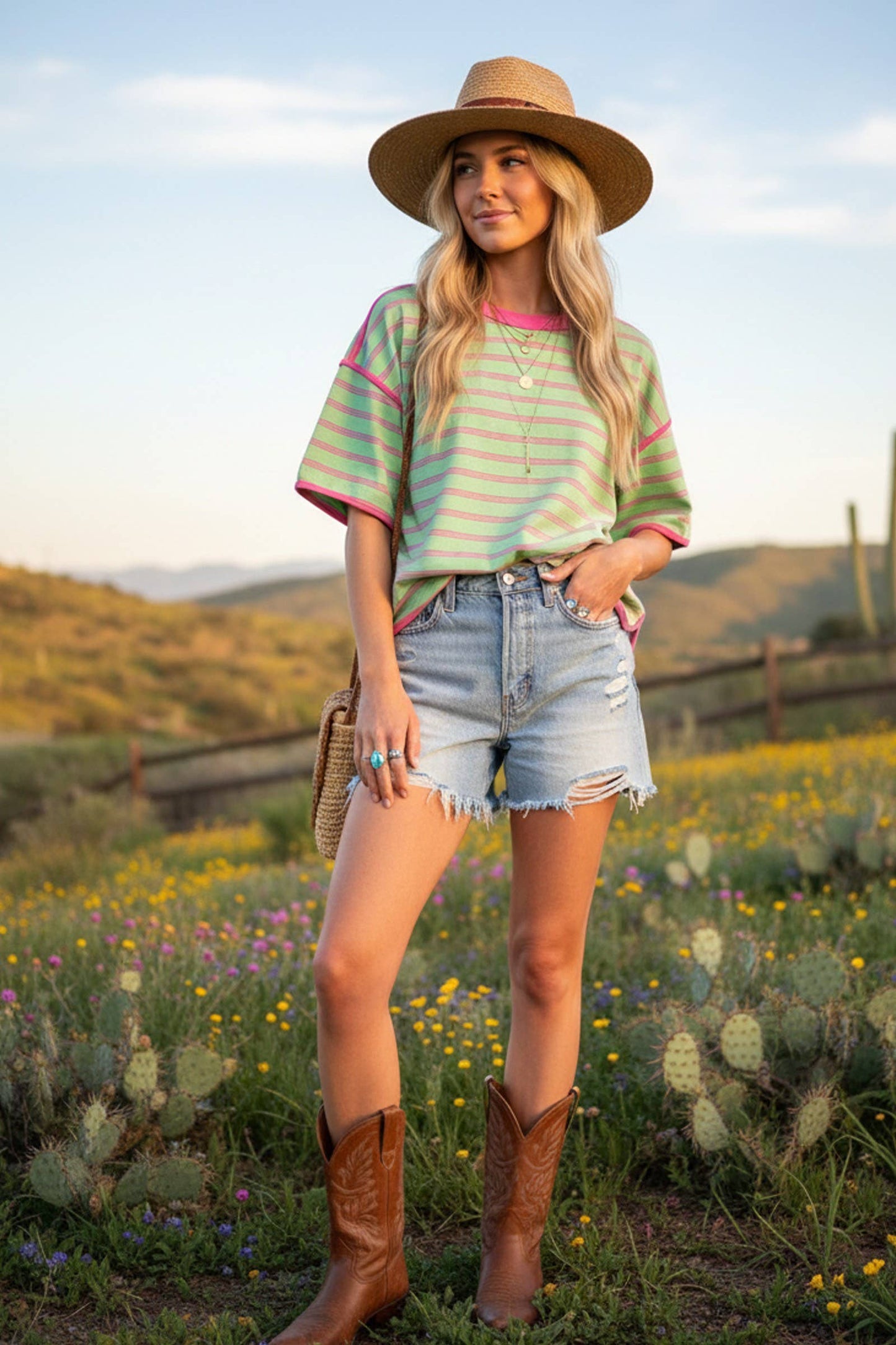 Dragonfruit Oversized Stripe Top