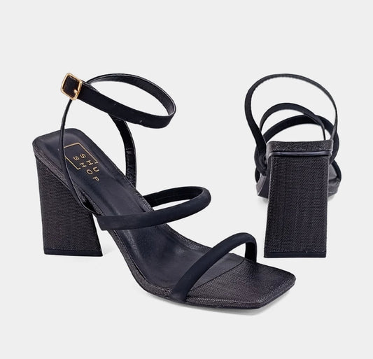 Evangeline Black Woven Heels