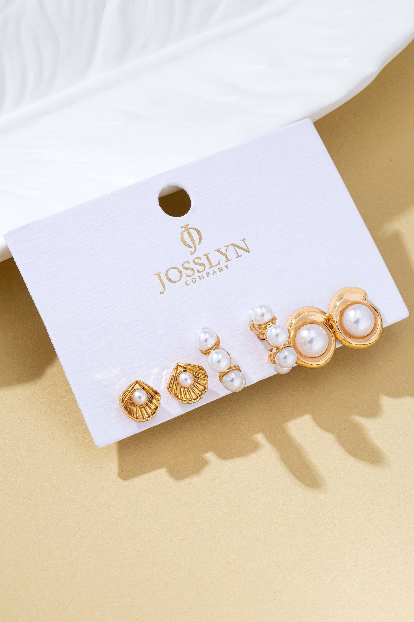 Shell Pearl Seashell Trio Earring Set