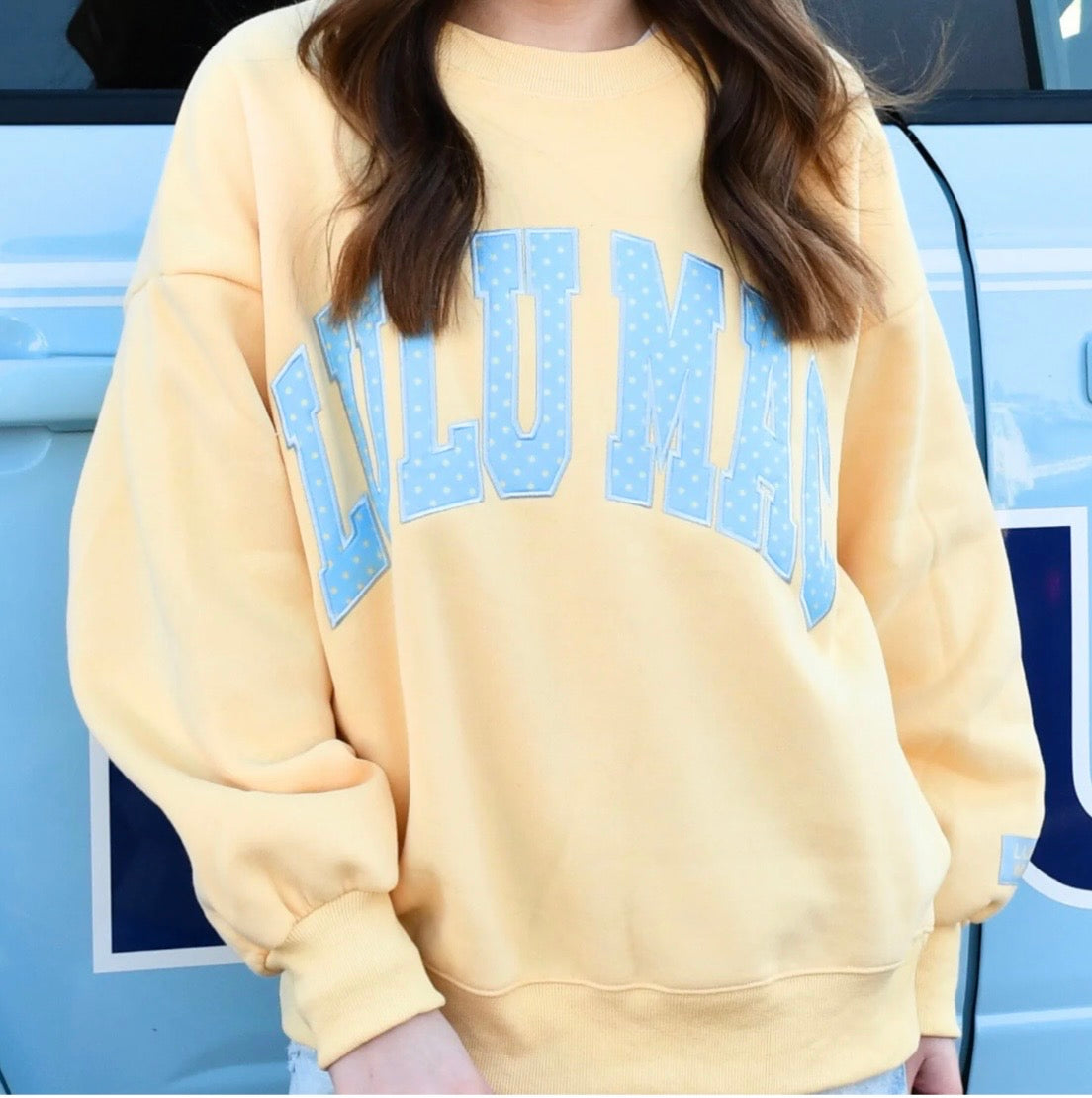 Lulu Mac Butter/Light Blue Polka Dot Sweatshirt