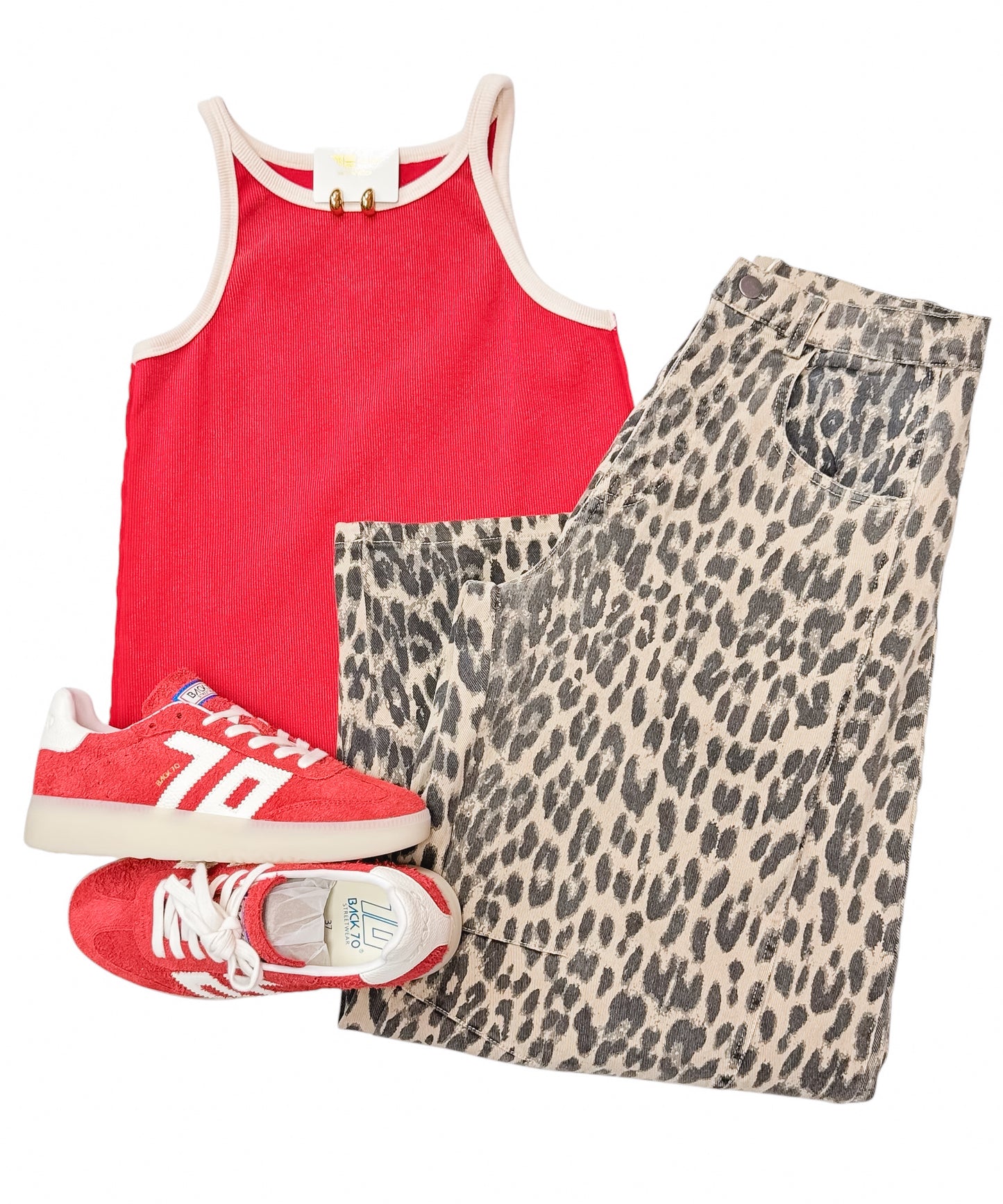Red Vintage Washed Ribbed Tank