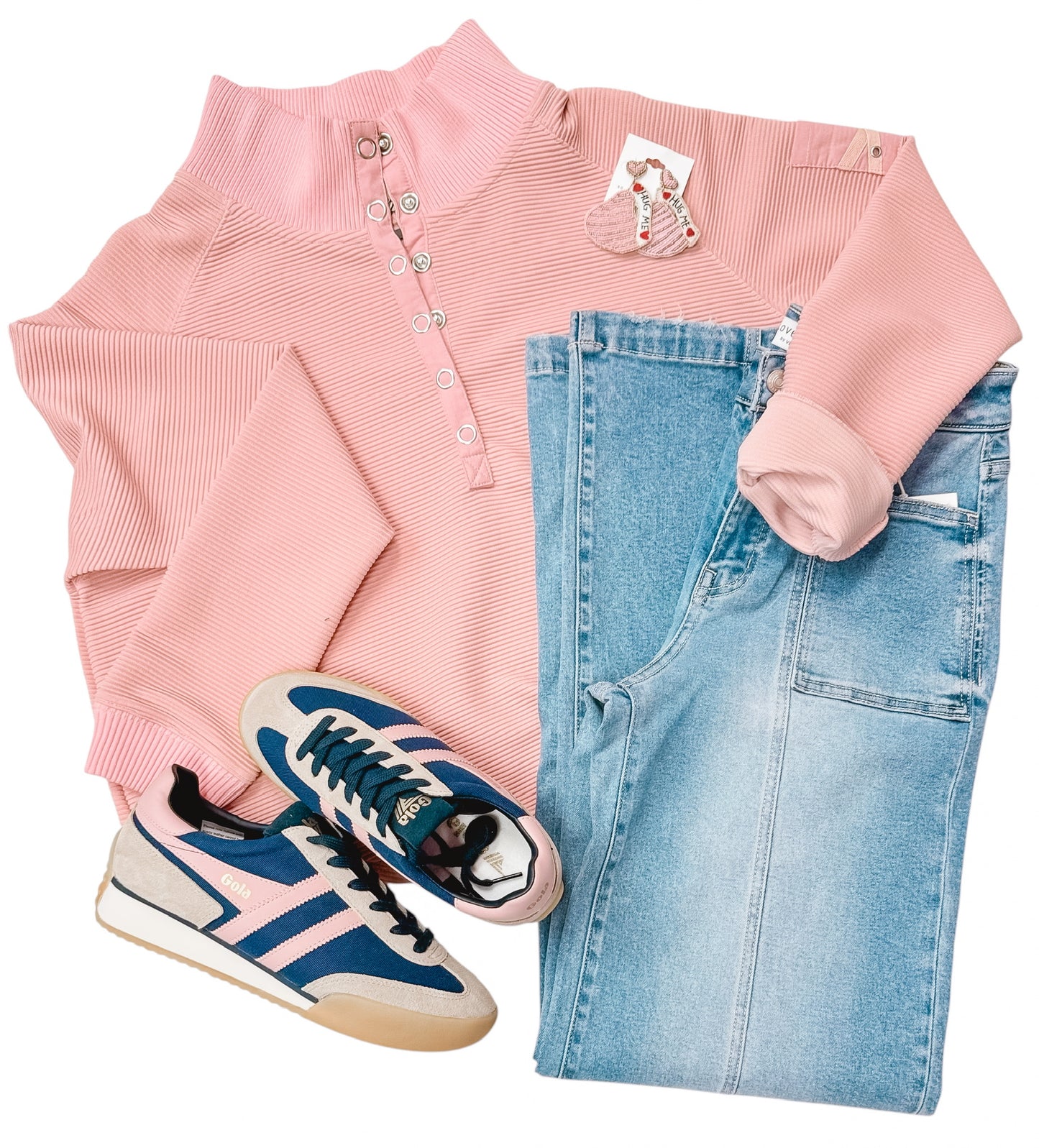 Pop That Collar Mauve Button Top