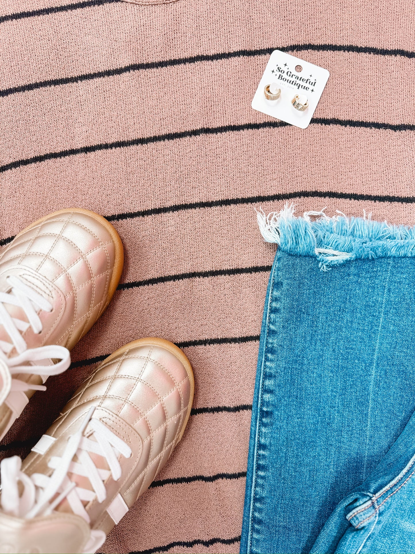 Stripe Thru Mocha Knit Top