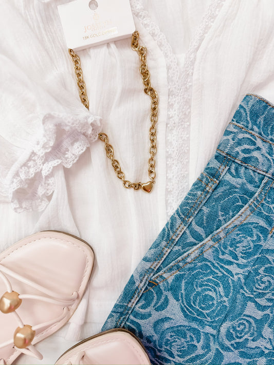 Adore You White Lace Trim Blouse