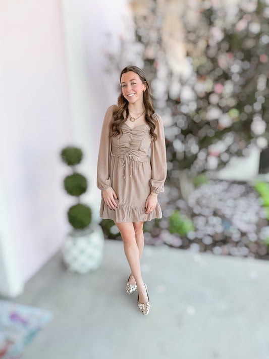 Taupe Ruching Dress