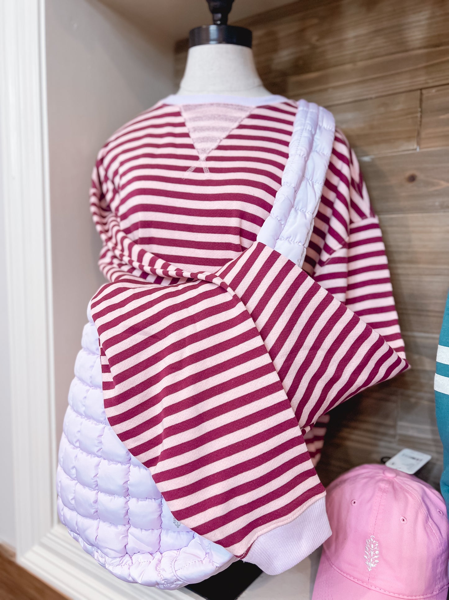 Classic Striped Crew Raspberry Combo