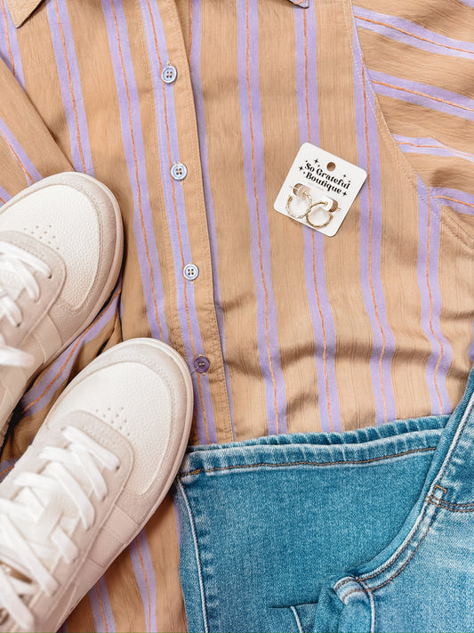 Mushroom Stripe Button Up