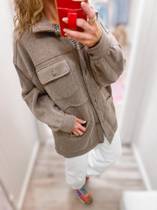 Mocha Keep Me Warm Fleece Lined Jacket