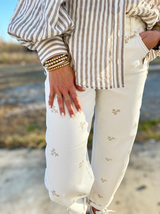 Mushroom Striped Button Up