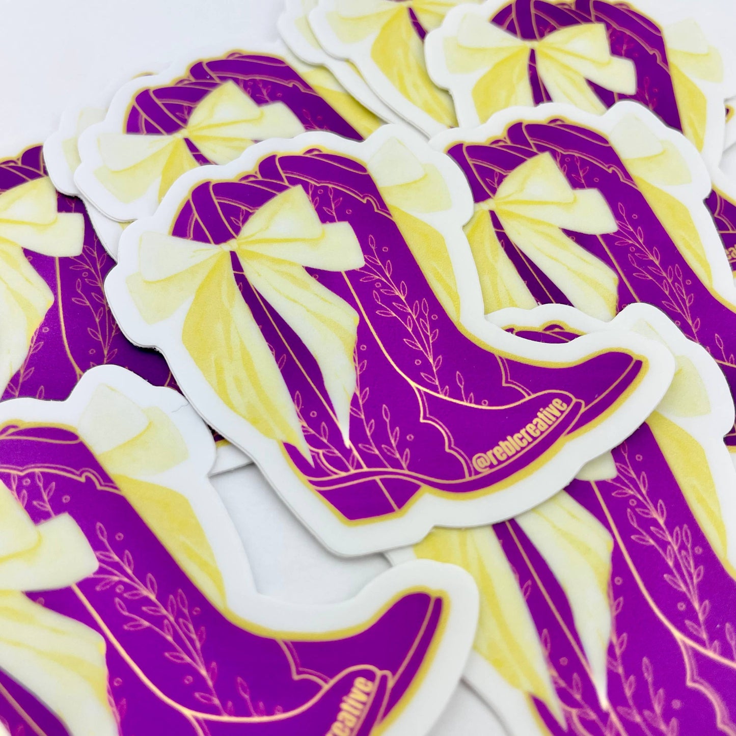 GAME DAY STICKER - Bows and Boots - Purple/Yellow