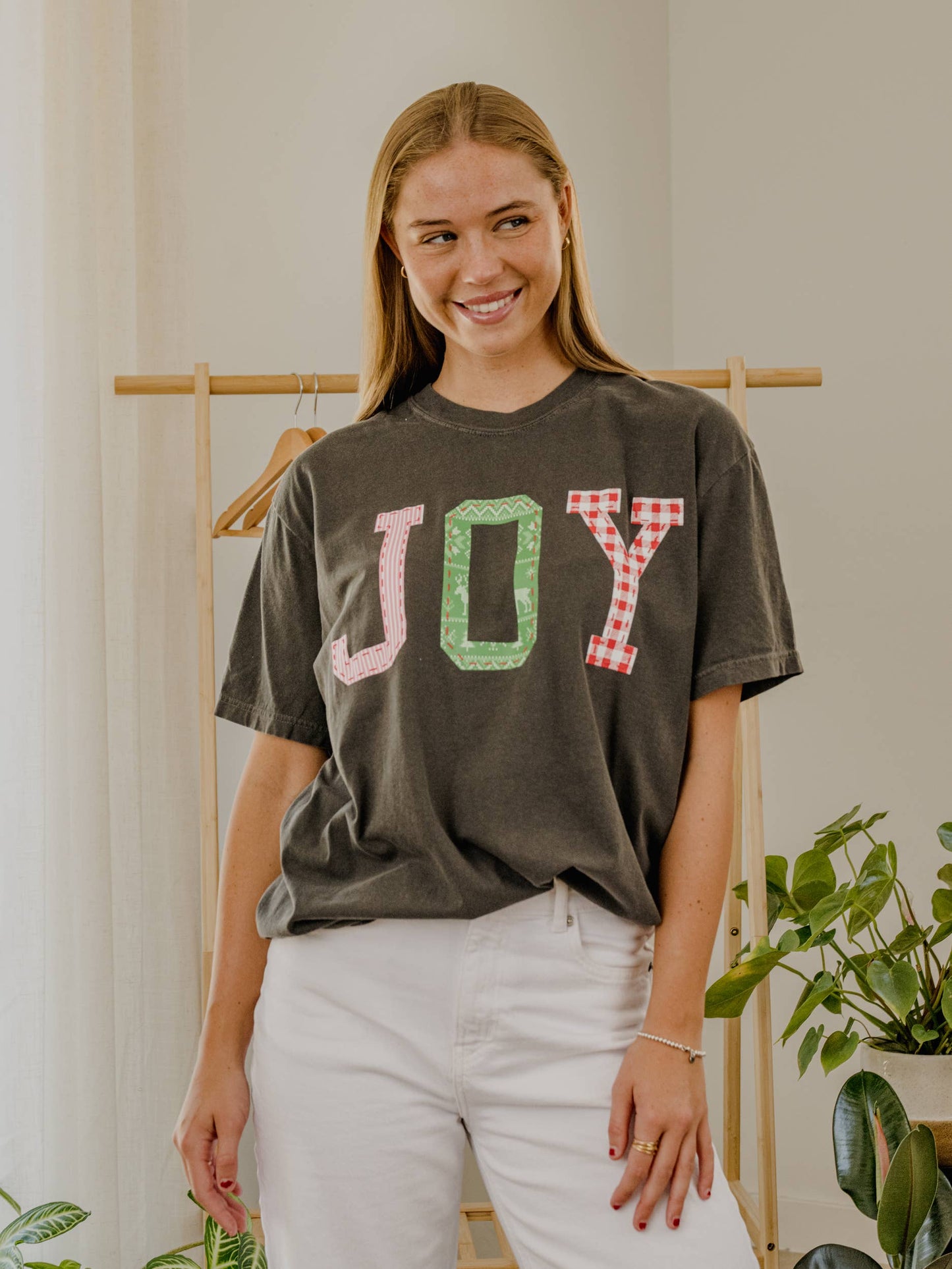 Christmas Holiday JOY Quilted Puff Ink Pepper CC Tee