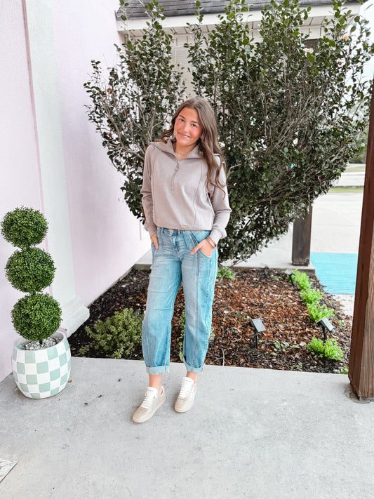 Ankler Slouchy Barrel Cuffed Denim