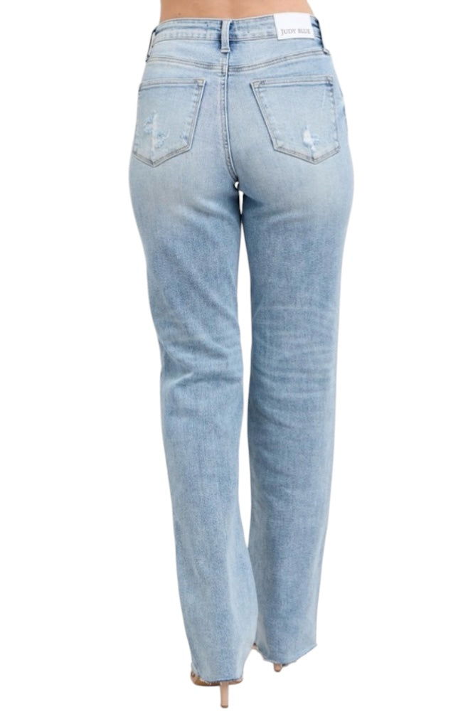Just Judy Light Wash Dad Jean