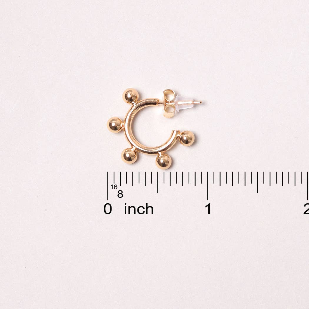 14K Gold-Dipped Studded Hoop Earring: GLD