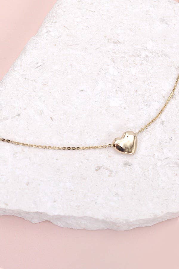 DELICATE CHAIN MOVABLE HEART NECKLACE | 80N353: Gold
