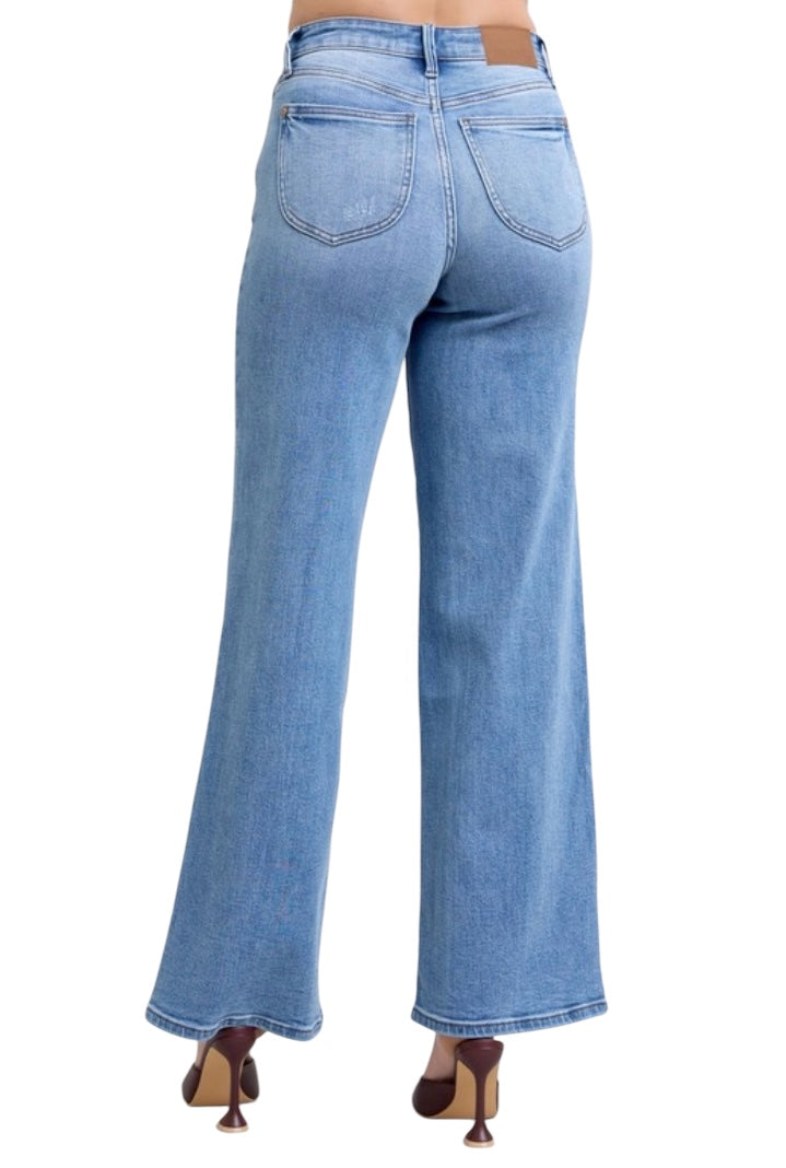 Clara Belle HW Vintage Wash Retro Wide Leg Denim