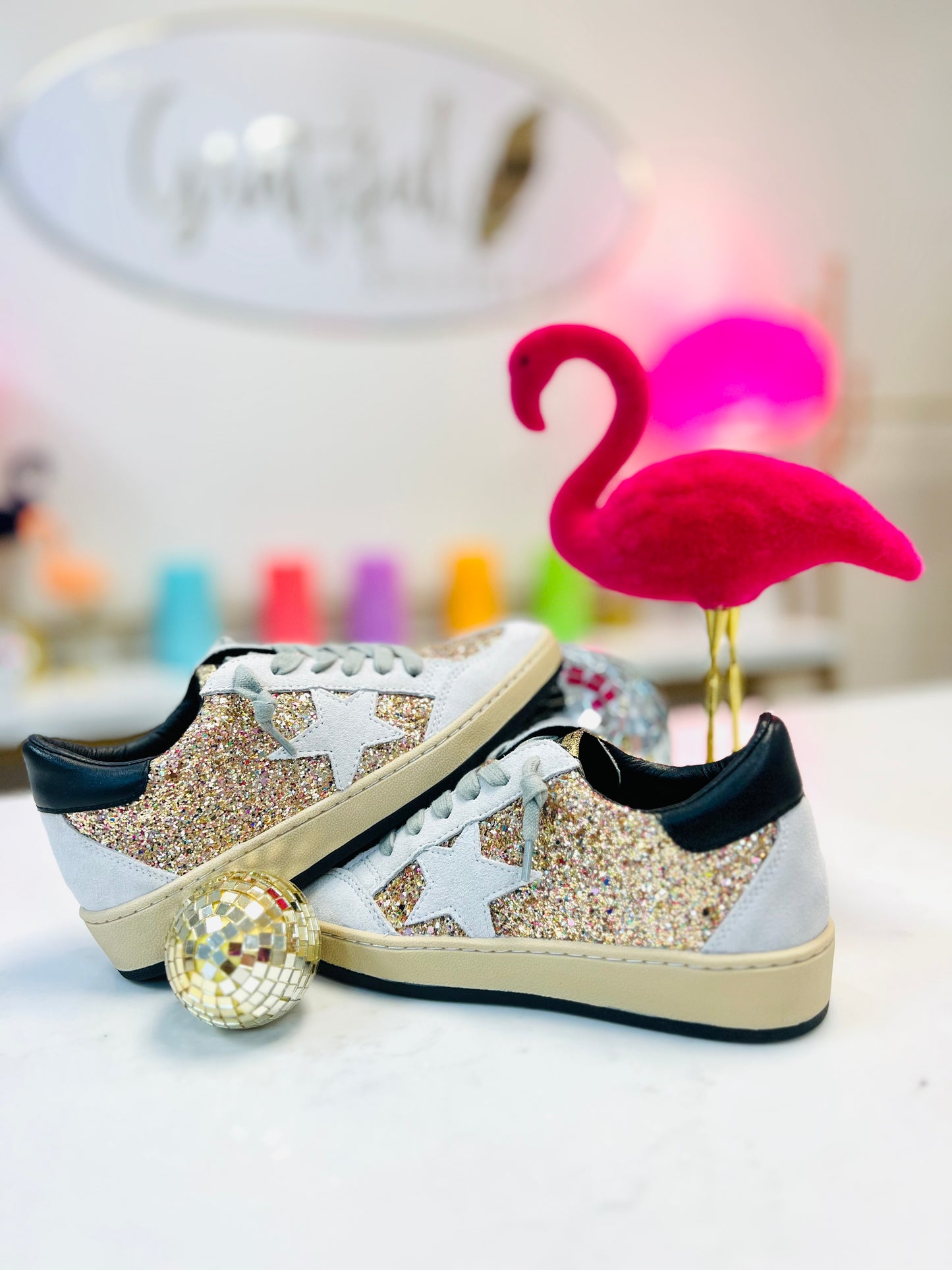 Flocked Flamingo Decor
