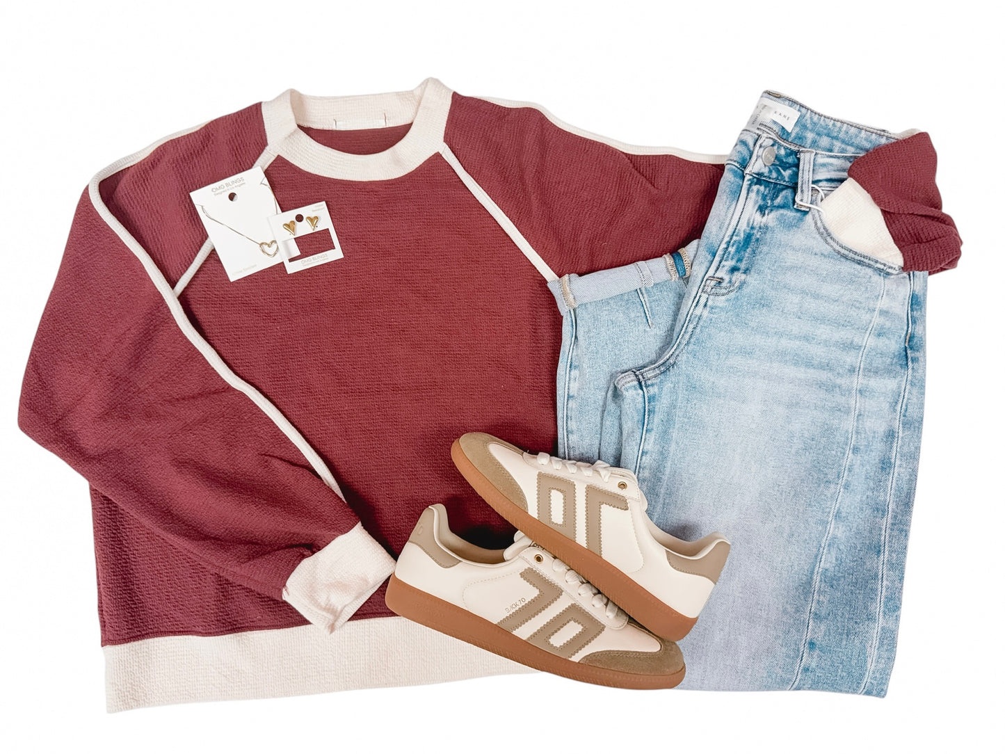 Wine Cloud 9 Contrast Line LS Top