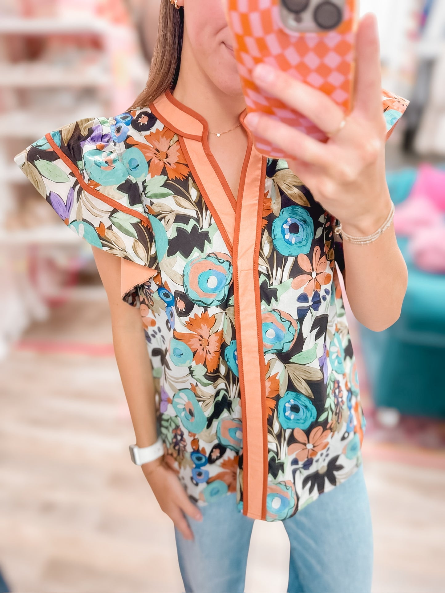 Cinnamon Spice Flutter Sleeve Top