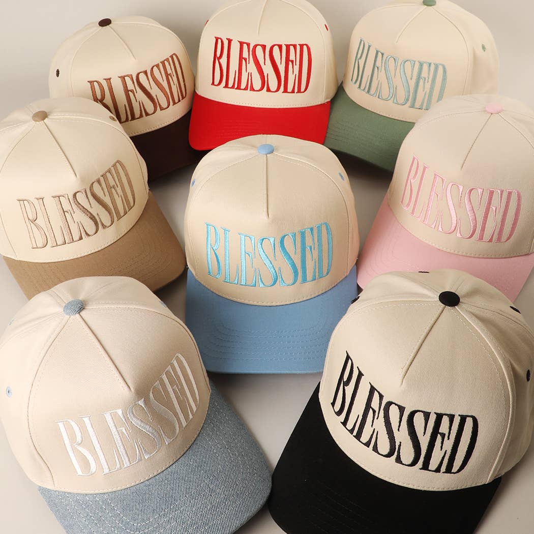 BLESSED Lettering Embroidery Baseball Cap