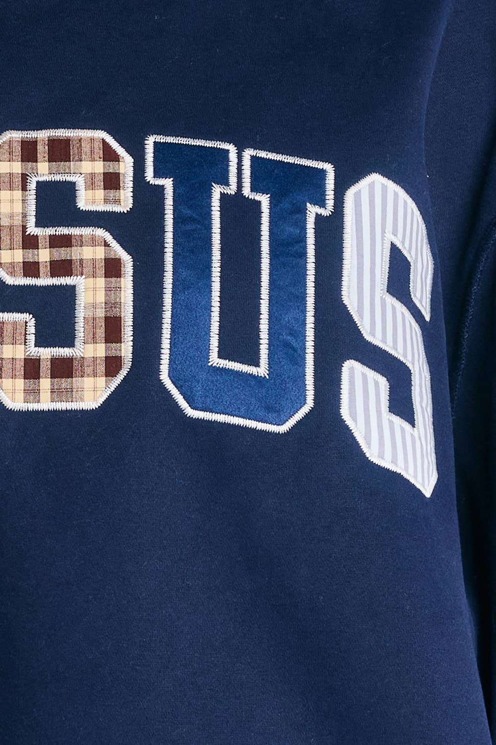 Jesus Embroidered Patchwork Mock-neck Sweatshirt