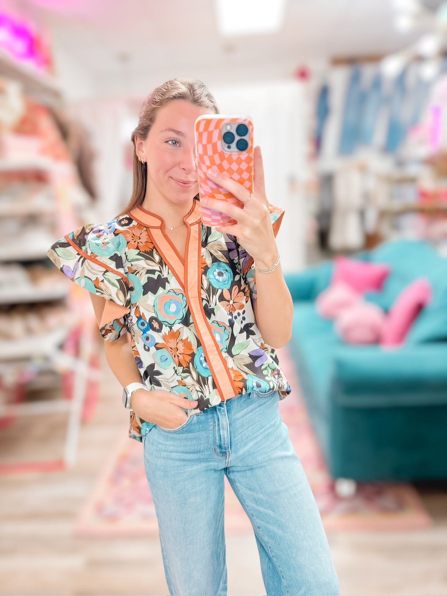 Cinnamon Spice Flutter Sleeve Top