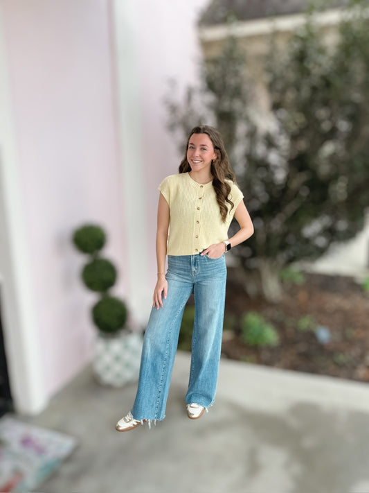 Soft Butter SS Button Sweater