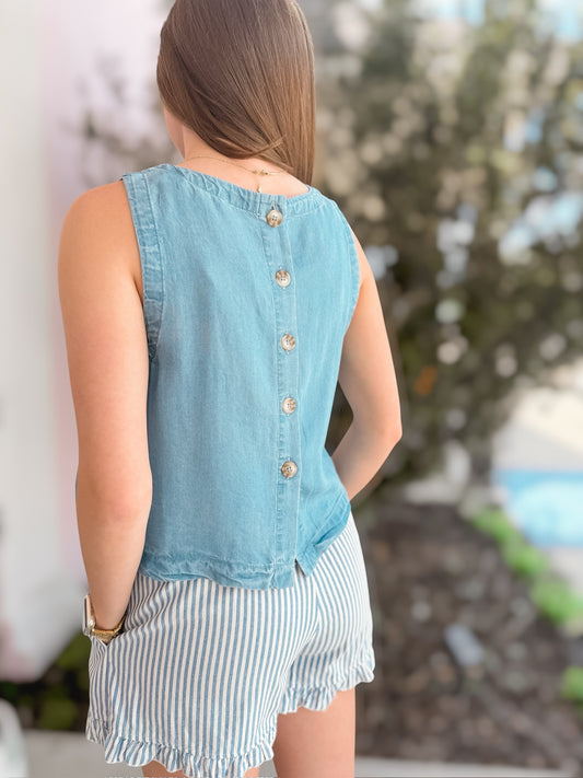 Chambray Sleeveless Top