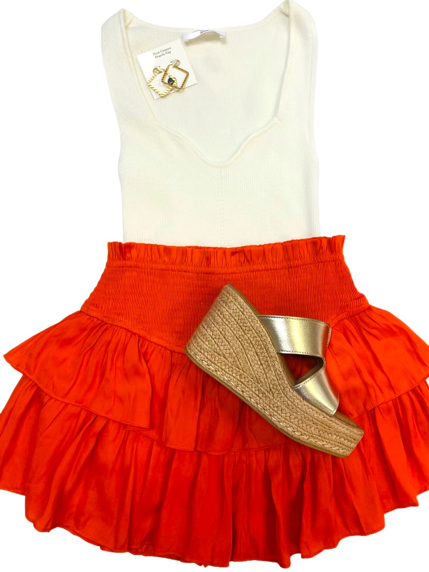 Born For This Smocked Ruffle Skirt Tomato