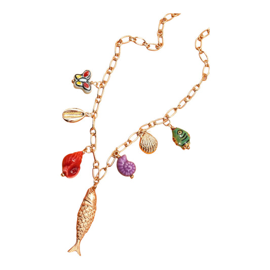 CHARM NECKLACE-PORCELAIN SEA INSPIRED FISH SHELL