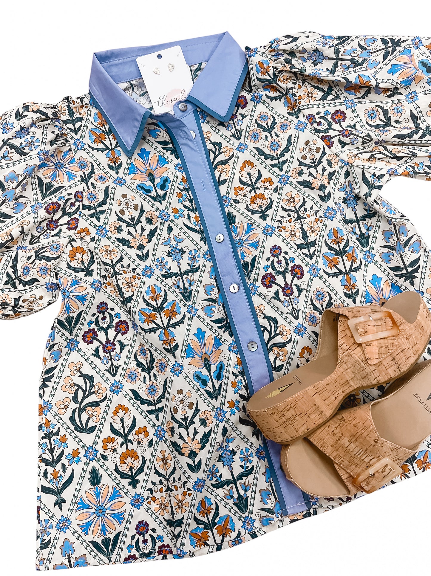 Blueberry Spice Button Up SS Blouse