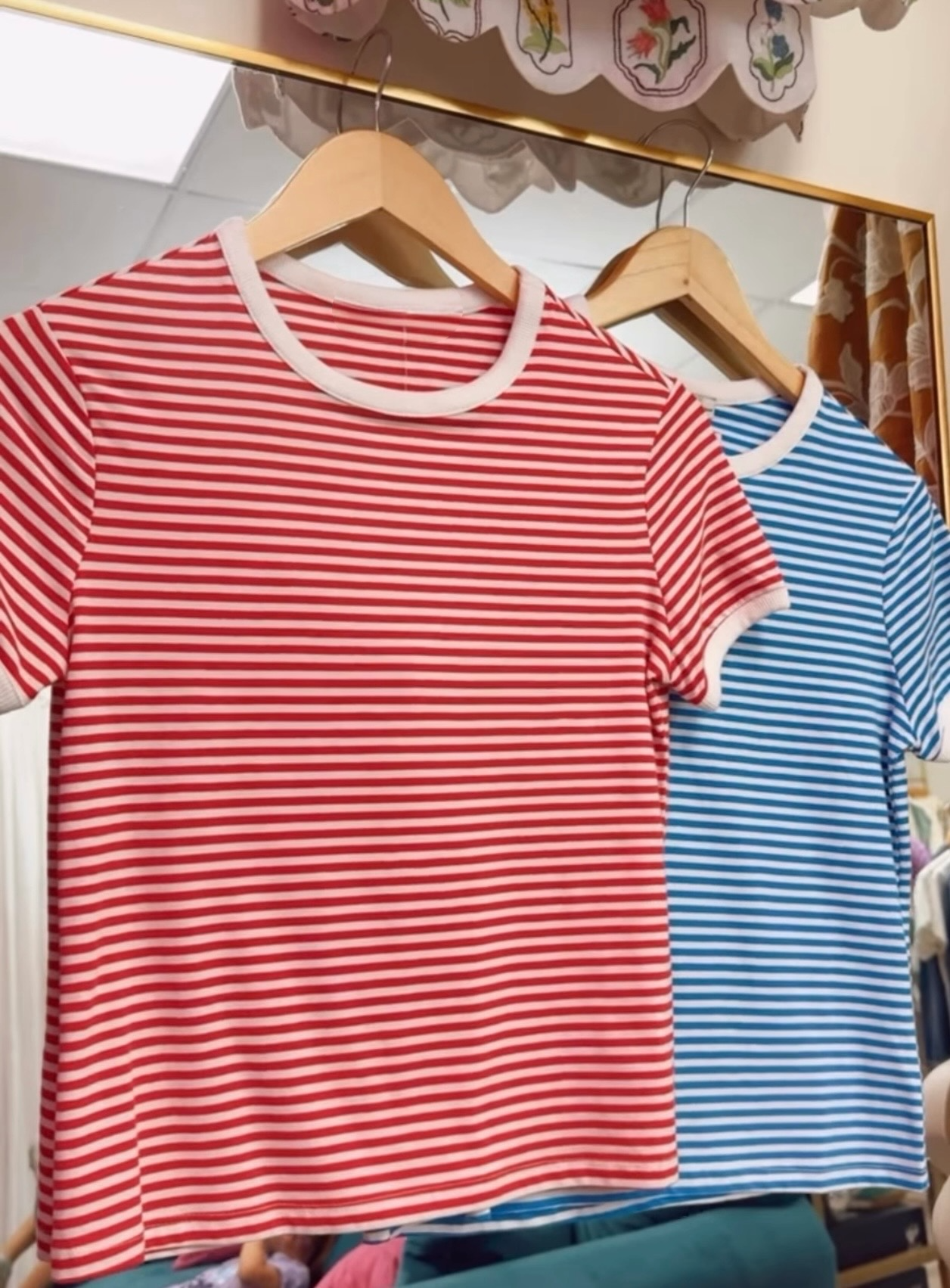 Striped Ringer Tee Ocean Blue