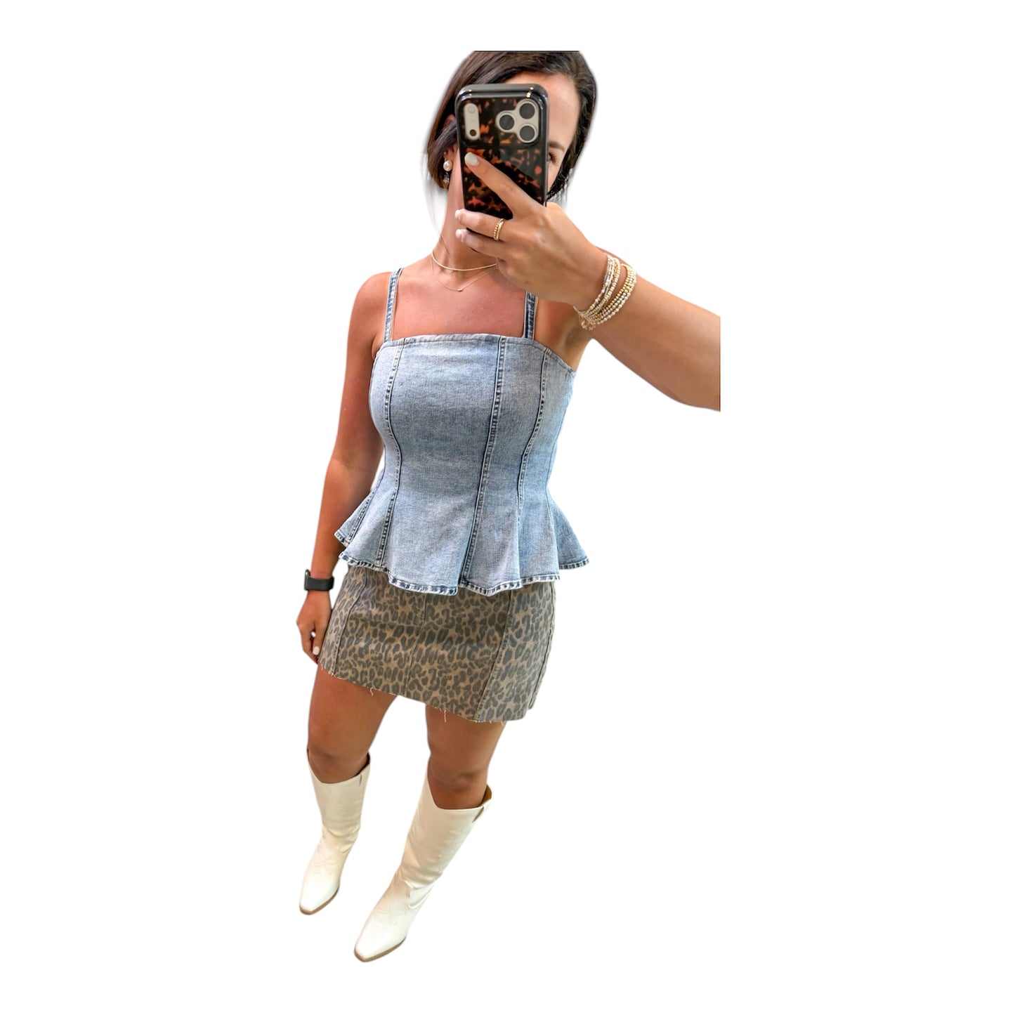 Sunnyvale Denim Peplum Top
