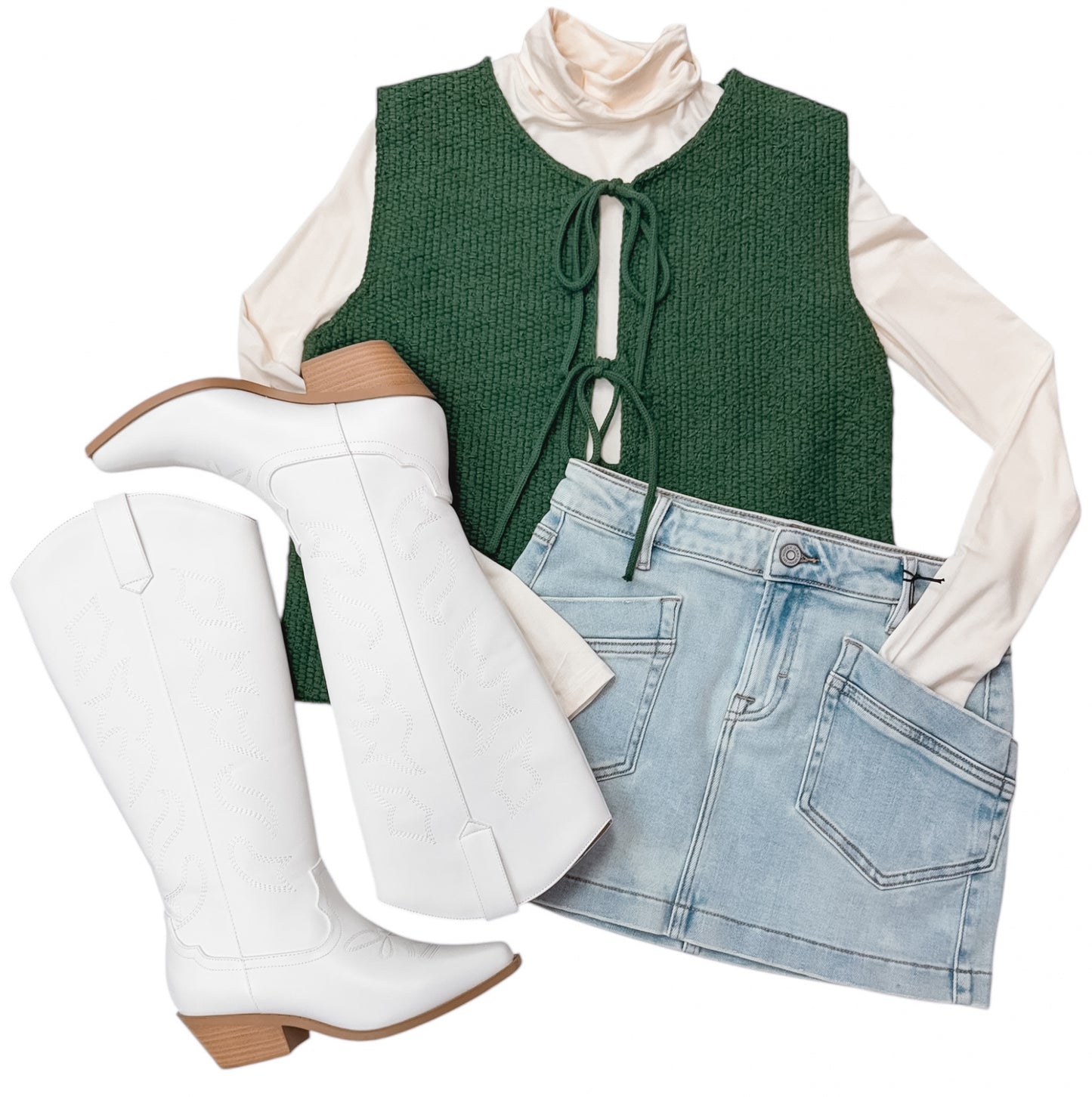 Tied Off Dark Green Sweater Vest