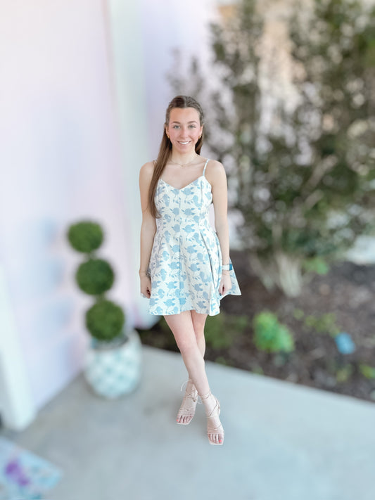 Miss Priss Blue Floral Mini Dress