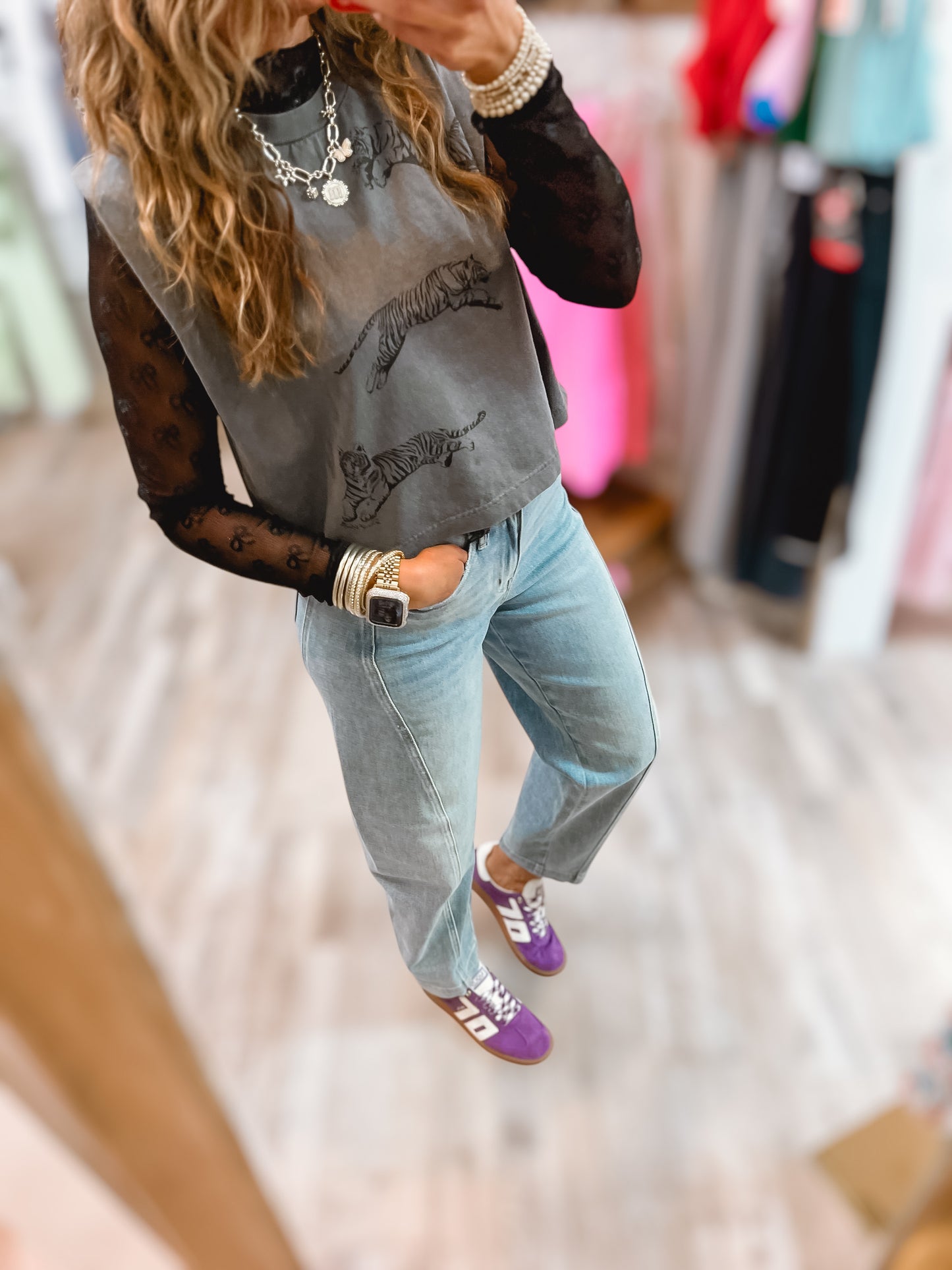Bow Lace Top Black