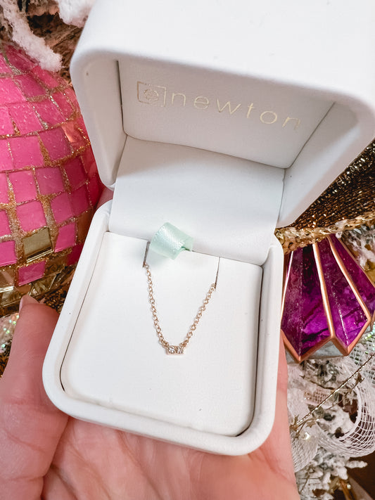 14kt gold and diamond significance bar necklace - two