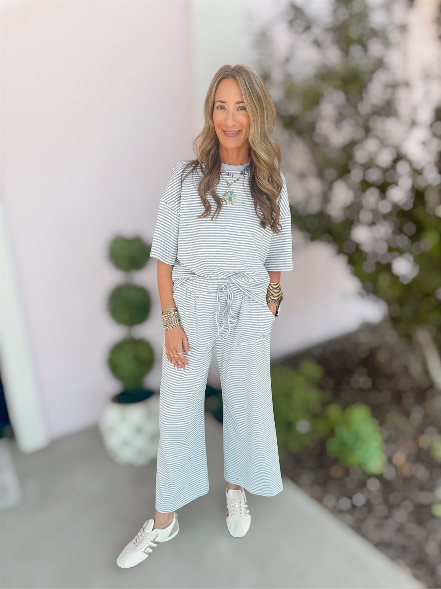 Timeless Heather Grey Striped Set
