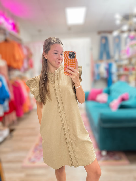 Coco Snow Washed Button Down Mini Dress
