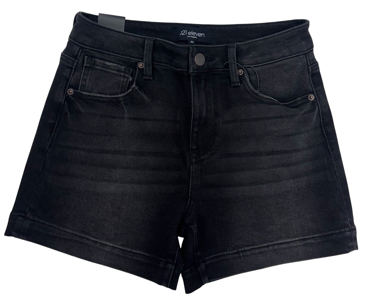 Jet Black HR Denim Shorts