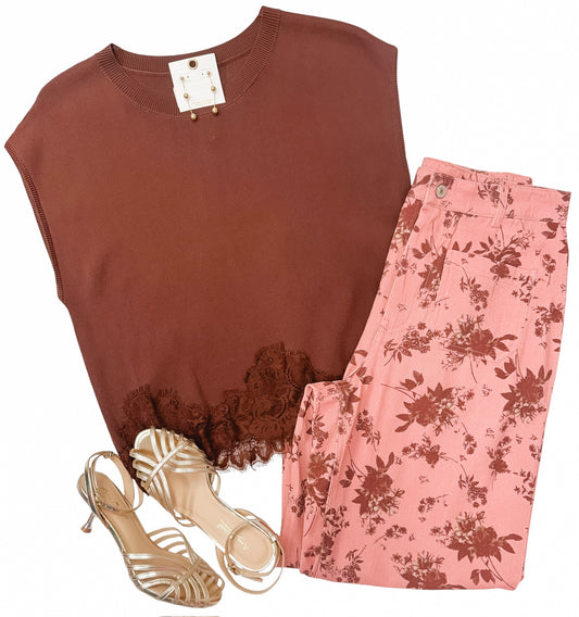 Meadow Muse Dusty Salmon Floral Pants