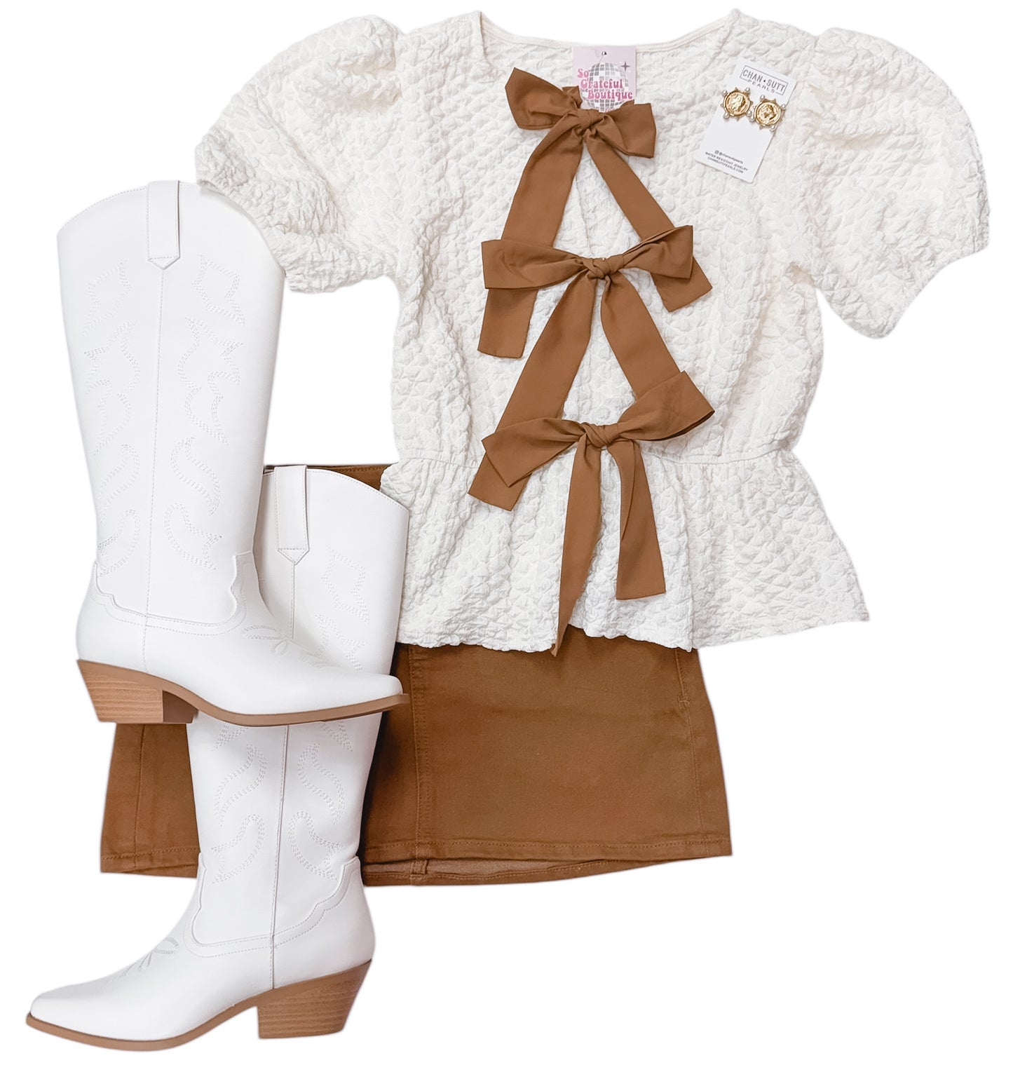 A Splash of Cream Bow Blouse