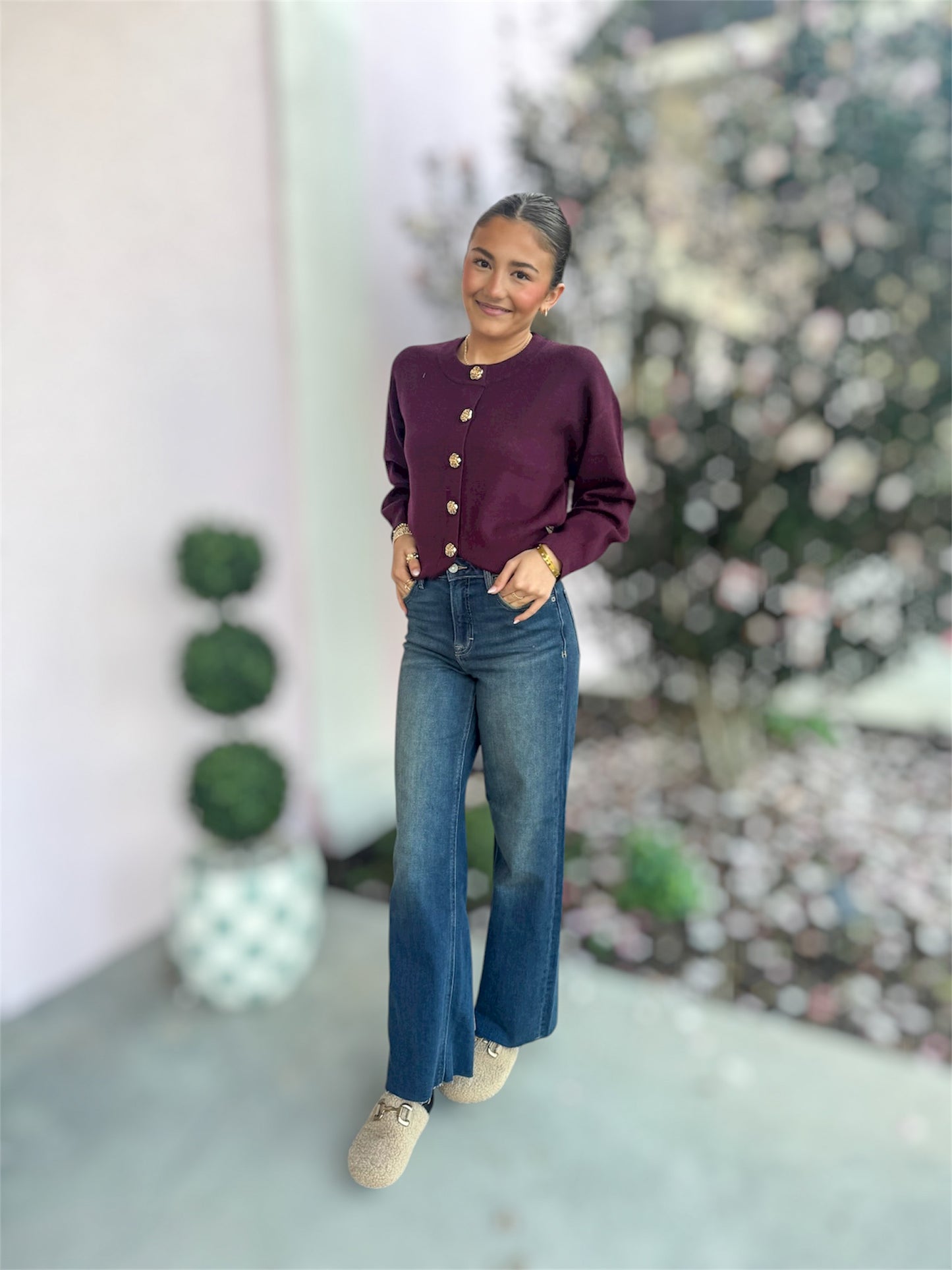 Wine & Dine Rose Cardigan Sweater