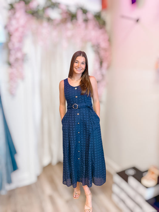 Whispering Navy Willow Dress