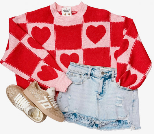 Checkered Valentine Sweater