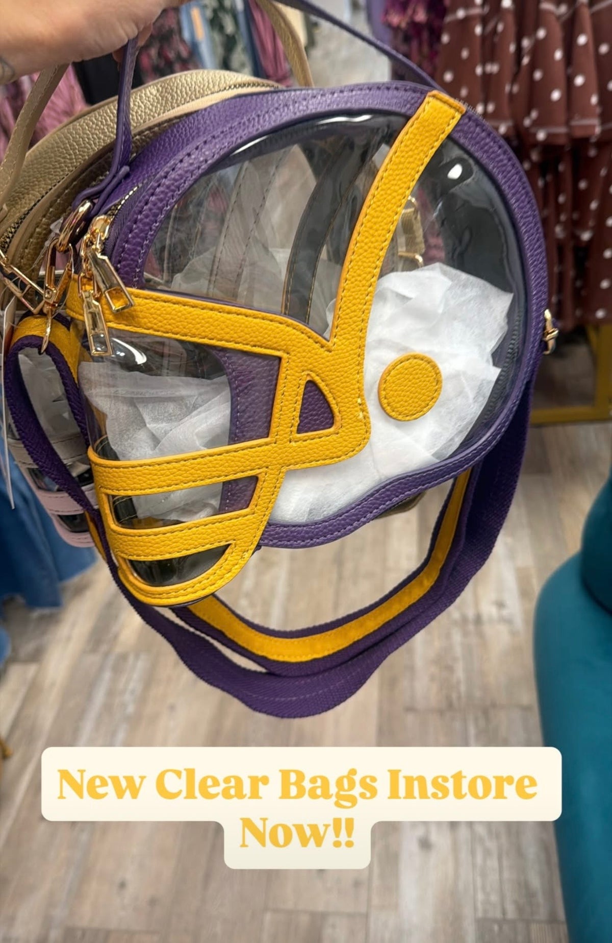 Clear Gameday Football Helmet Satchel/Crossbody Bag