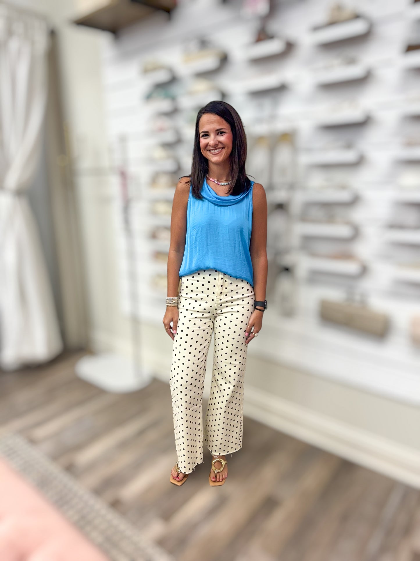 Mini Polka Dot Ivory Denim
